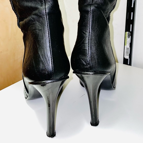 Genuine Leather Wrinkled Stiletto Booties - Picture 11 of 16